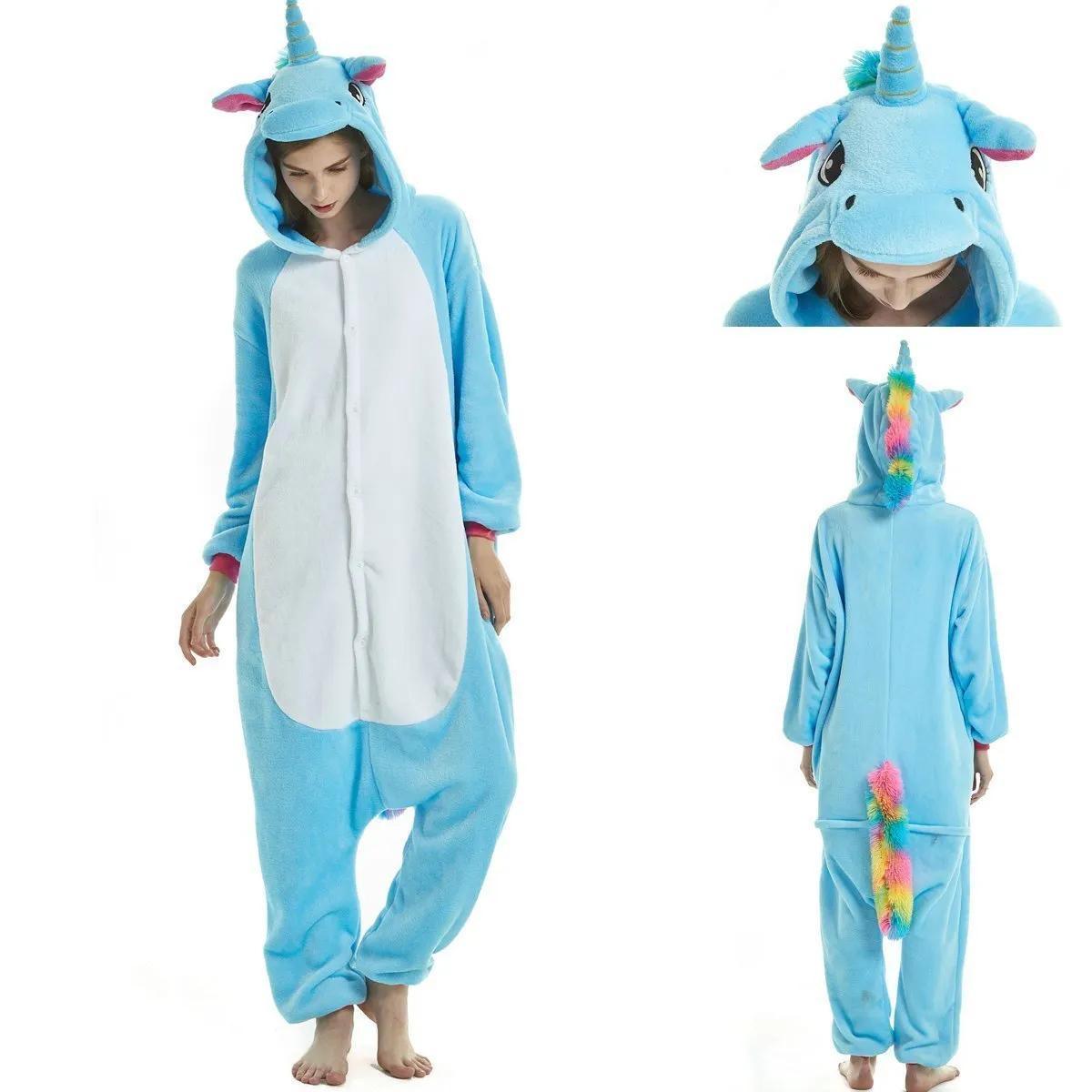 Adult Blue Unicorn Kigurumi Onesies Pajamas Costume