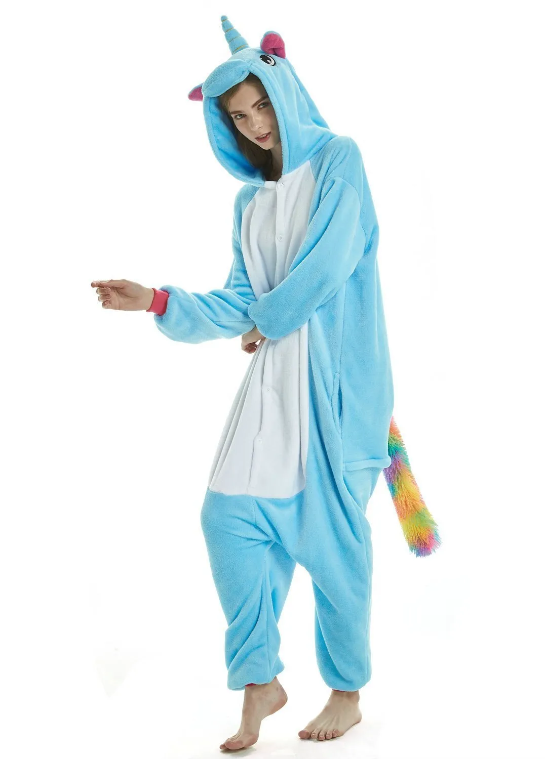 Adult Blue Unicorn Kigurumi Onesies Pajamas Costume