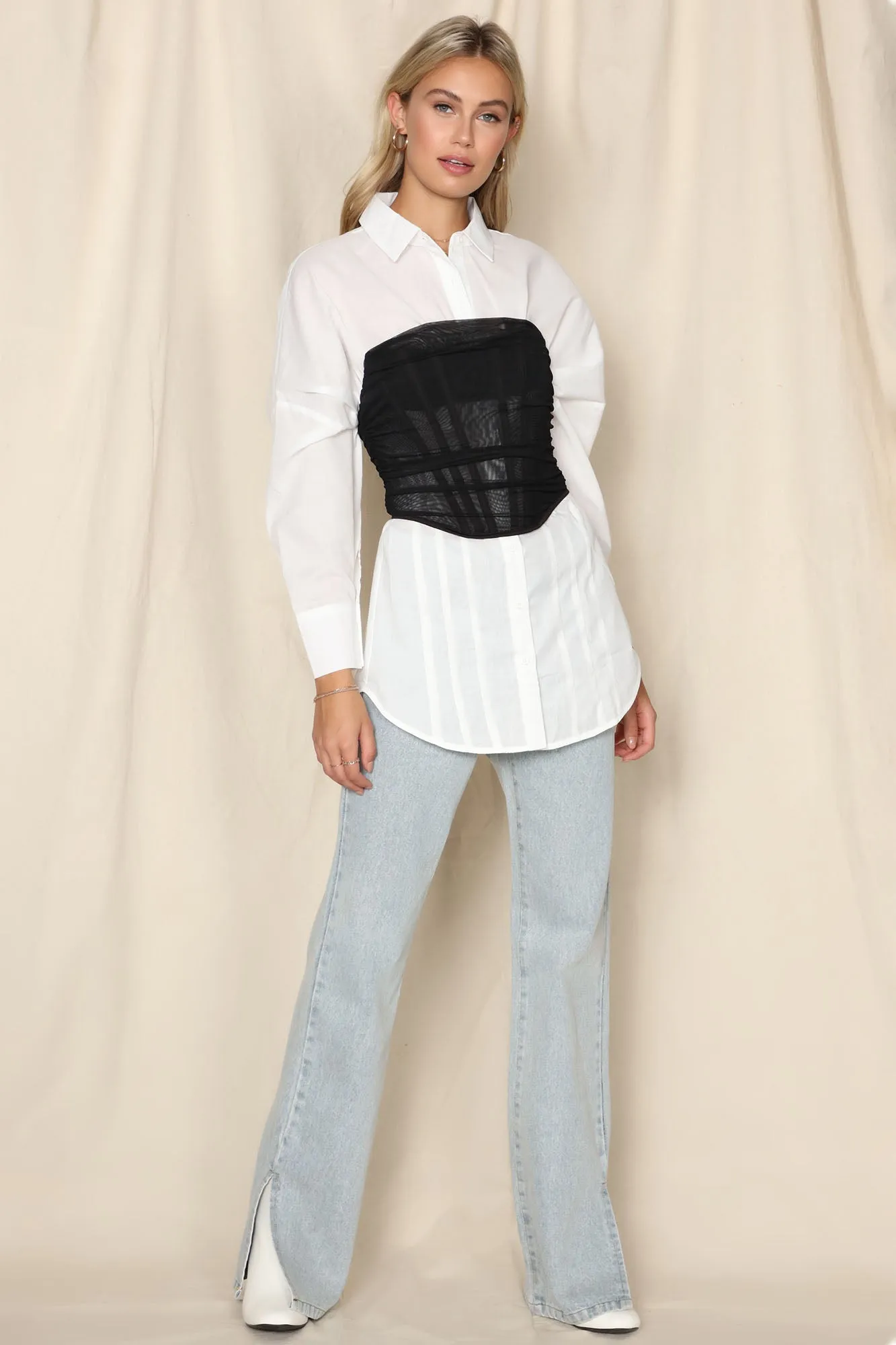 Ariella Mesh Corset Top - Black