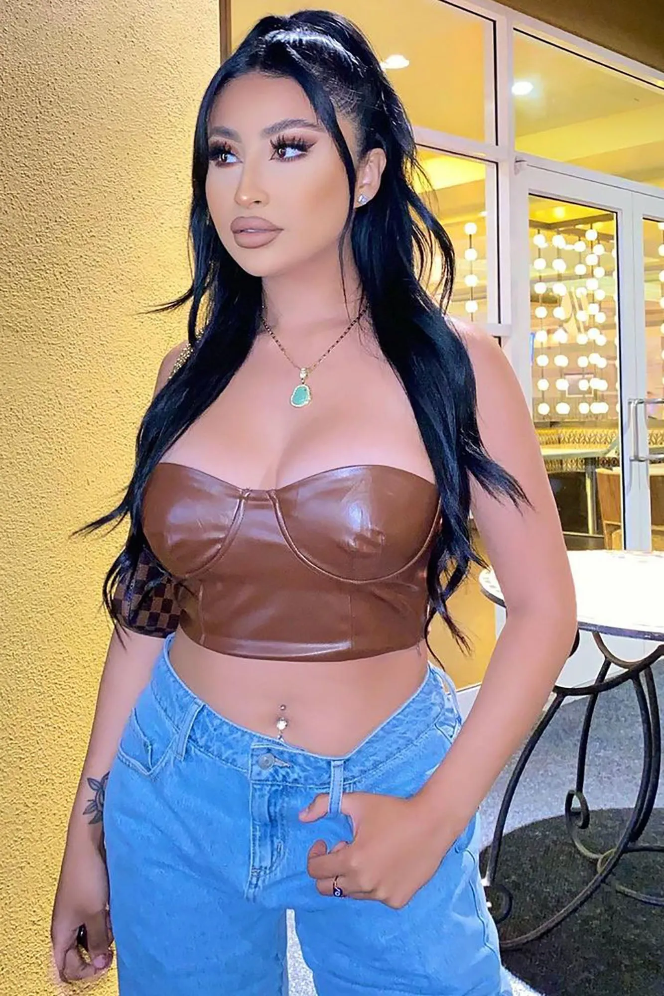 Best Wishes Faux Leather Top - Brown