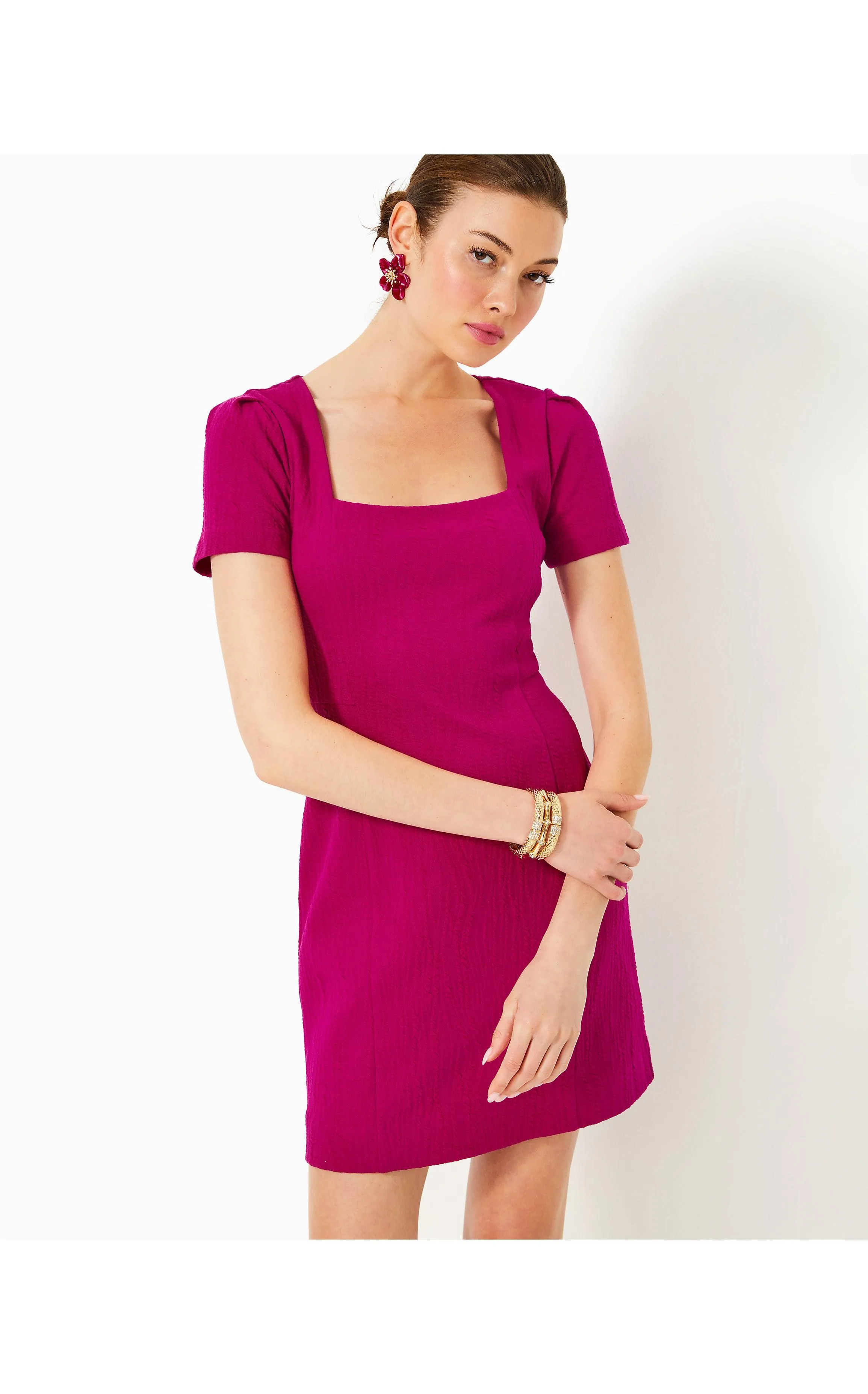 Brinley Stretch Shift Dress Mystique Pink