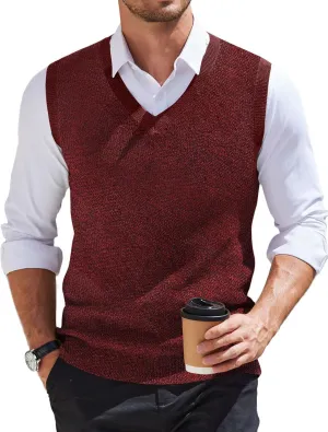 COOFANDY Men's Sweater Vest V Neck Sleeveless Sweater Slim Fit Casual Knitted Pullover Sweater