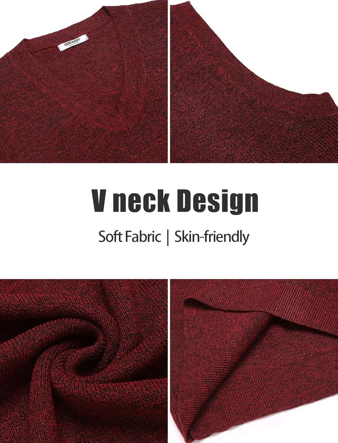 COOFANDY Men's Sweater Vest V Neck Sleeveless Sweater Slim Fit Casual Knitted Pullover Sweater