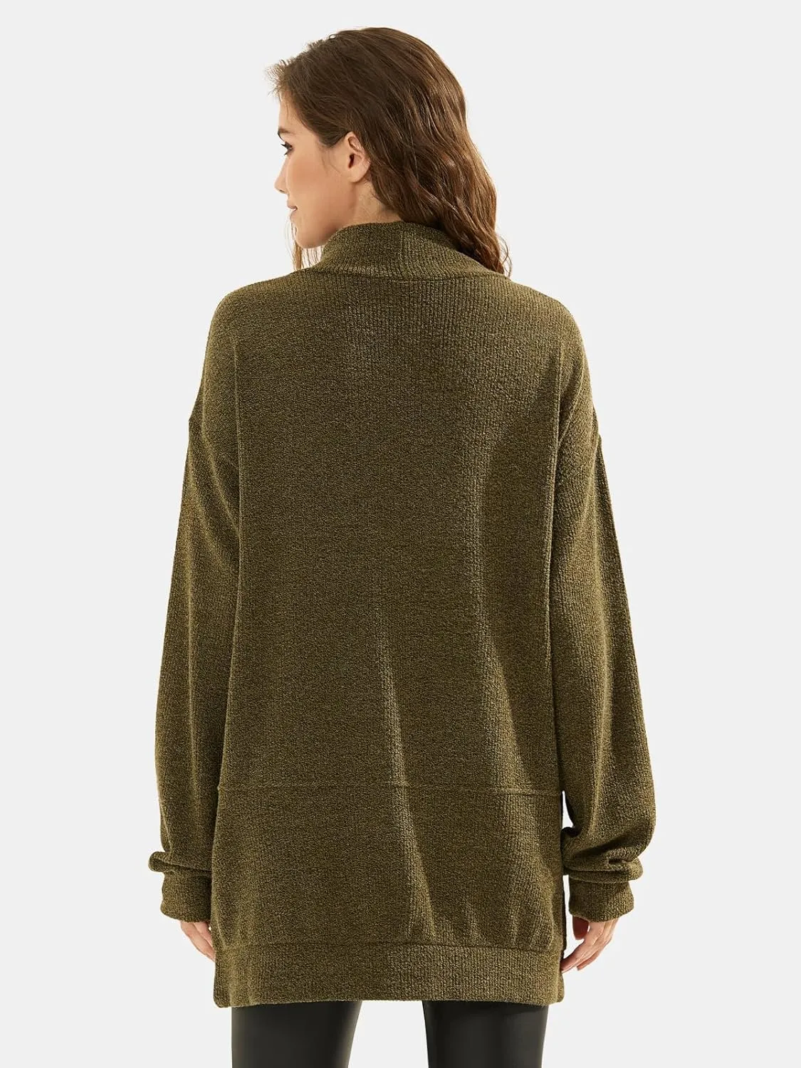 EXLURA Womens Casual Oversized Long Sleeve Sweater Dress with Pocket Loose Fit Knit Fall Winter Long Pullover Sweater Tunic