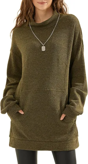 EXLURA Womens Casual Oversized Long Sleeve Sweater Dress with Pocket Loose Fit Knit Fall Winter Long Pullover Sweater Tunic