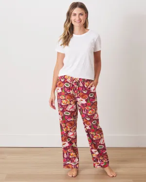 Festive Feast - Tall Lightweight Flannel Pajama Pants - Cranberry Sauce