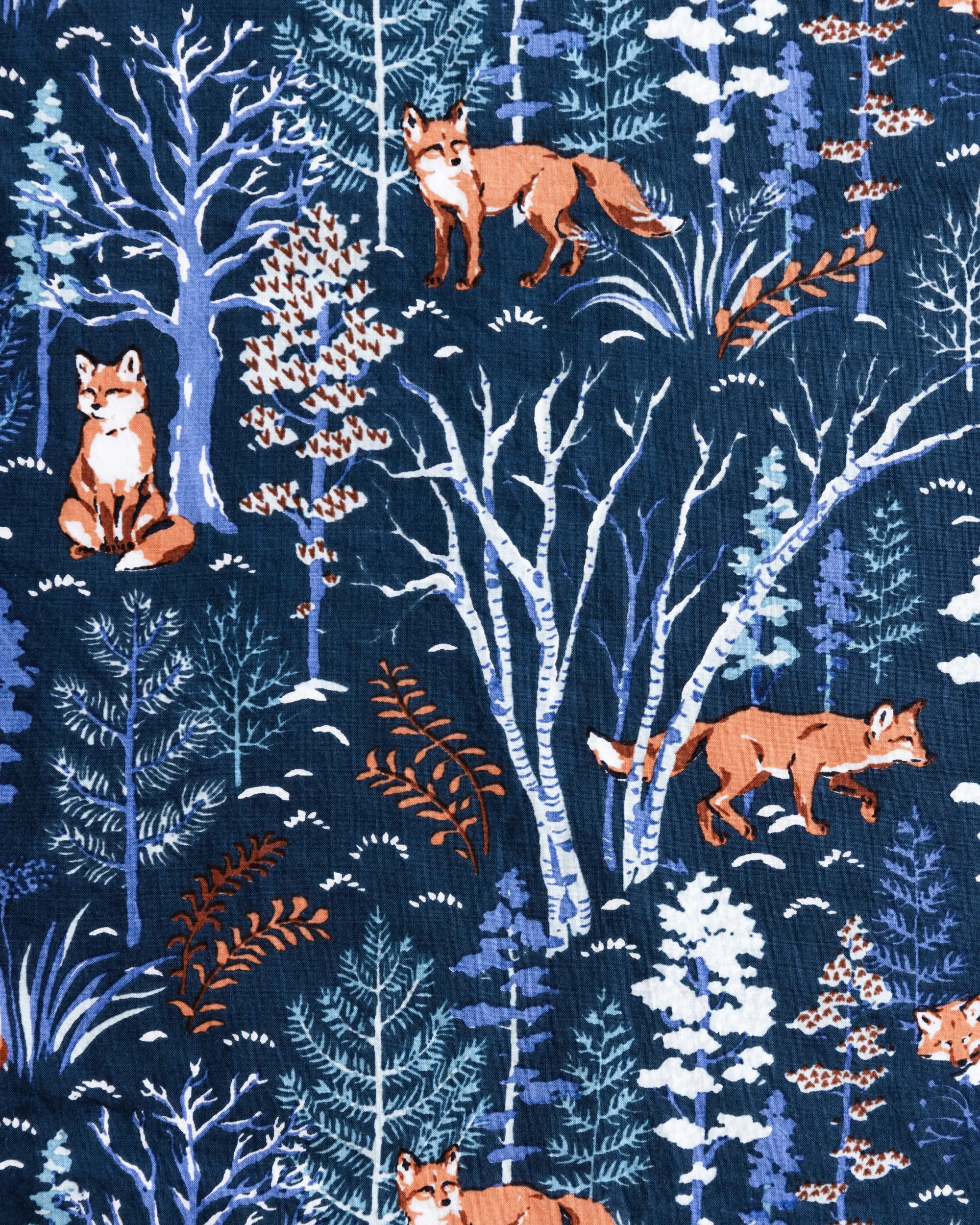 Fox & Folklore - Lightweight Flannel Long PJ Set - Indigo