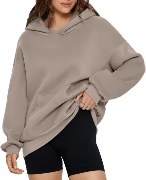 Glamaker Women's Oversized Essentials Hoodies Fleece Sweatshirts Fall Long Sleeve Sweater Pullover Hoodie With Pocket