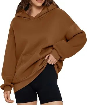 Glamaker Women's Oversized Essentials Hoodies Fleece Sweatshirts Fall Long Sleeve Sweater Pullover Hoodie With Pocket