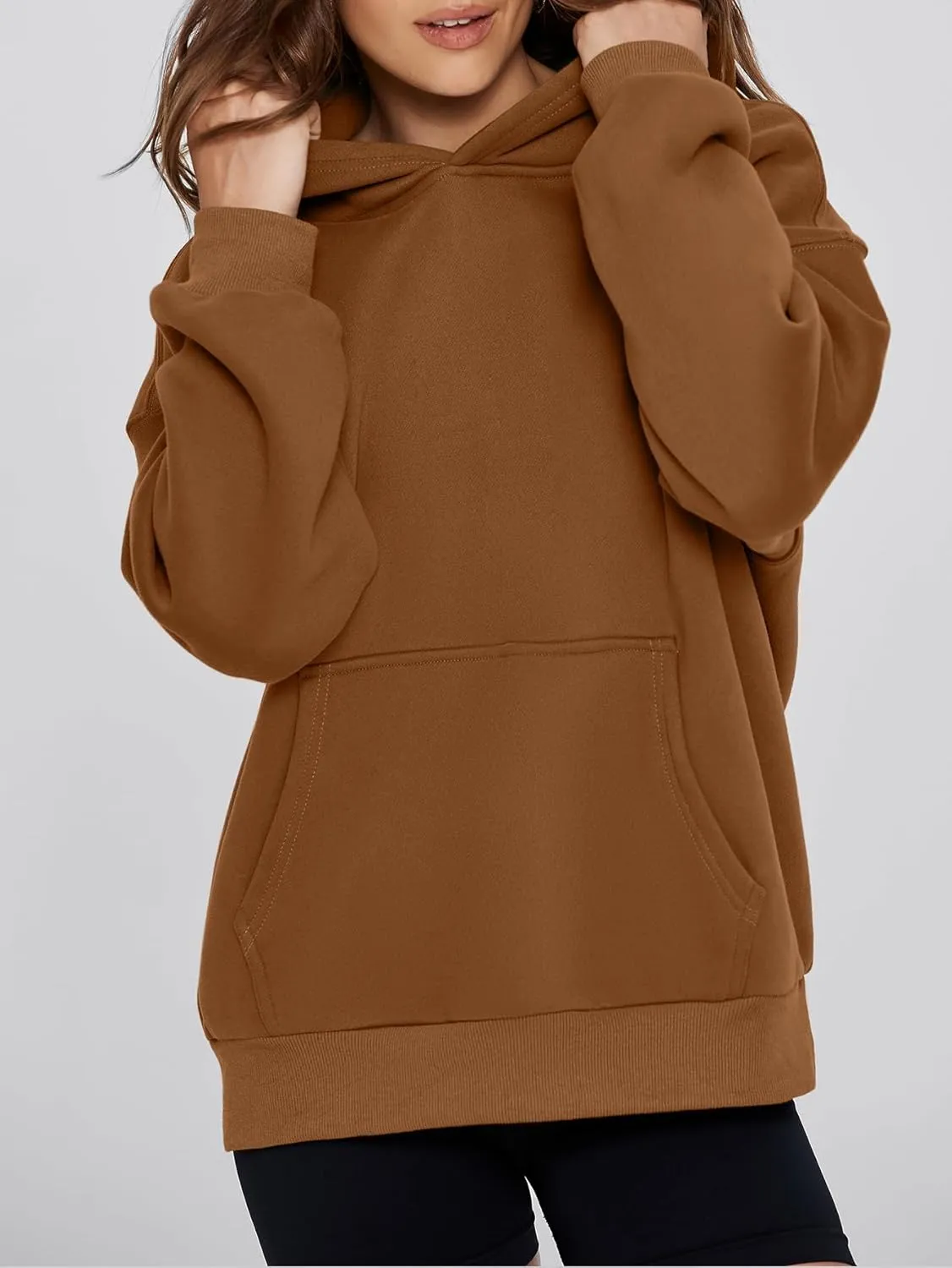 Glamaker Women's Oversized Essentials Hoodies Fleece Sweatshirts Fall Long Sleeve Sweater Pullover Hoodie With Pocket