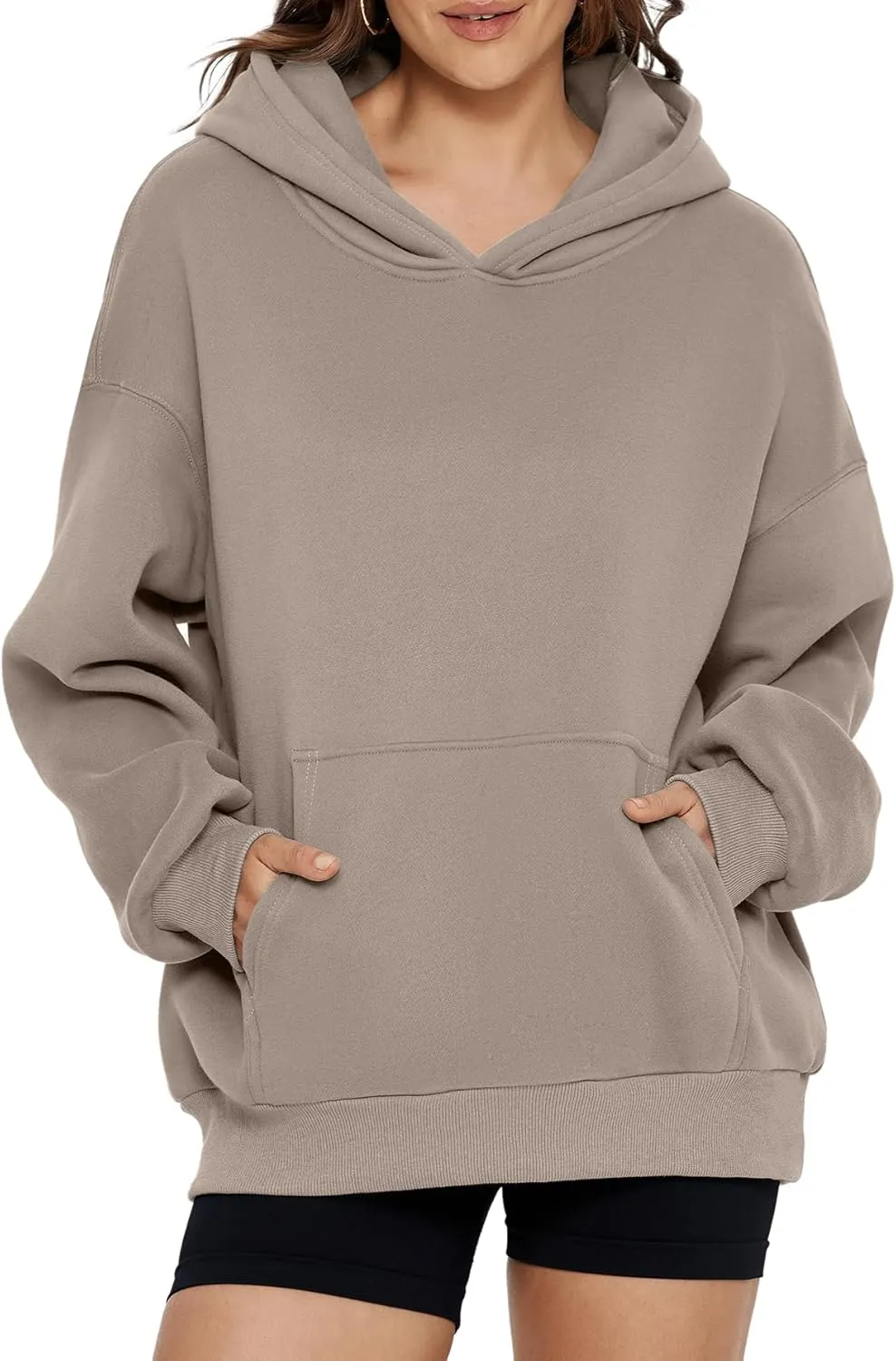 Glamaker Women's Oversized Essentials Hoodies Fleece Sweatshirts Fall Long Sleeve Sweater Pullover Hoodie With Pocket
