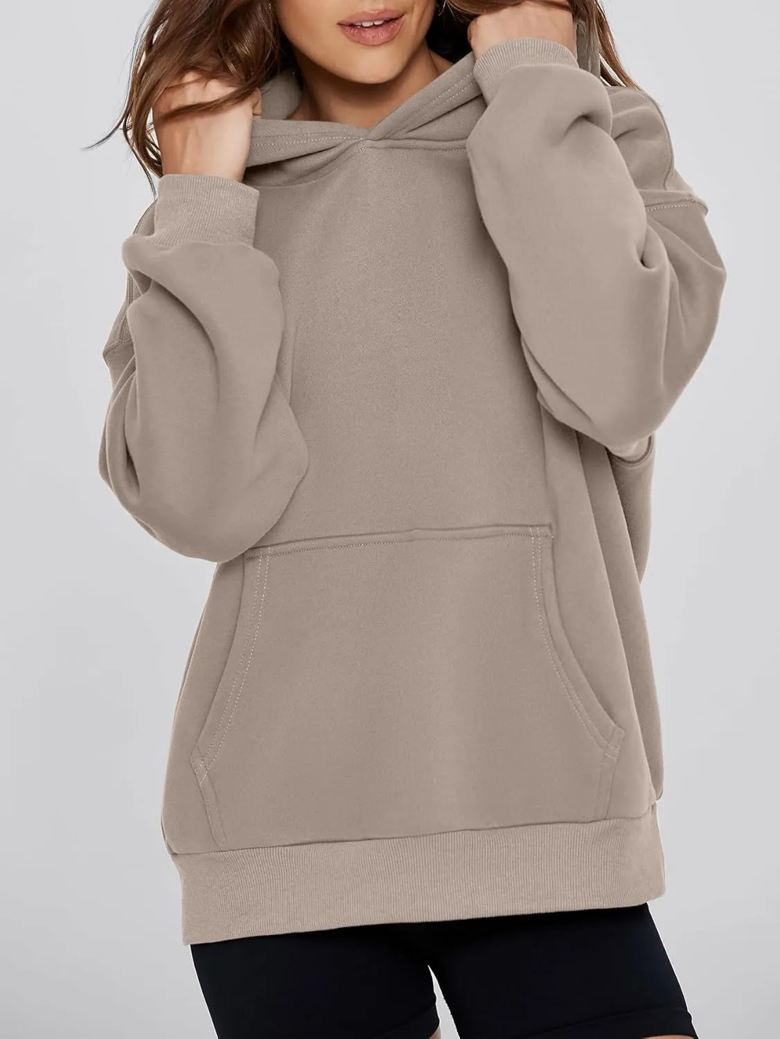 Glamaker Women's Oversized Essentials Hoodies Fleece Sweatshirts Fall Long Sleeve Sweater Pullover Hoodie With Pocket