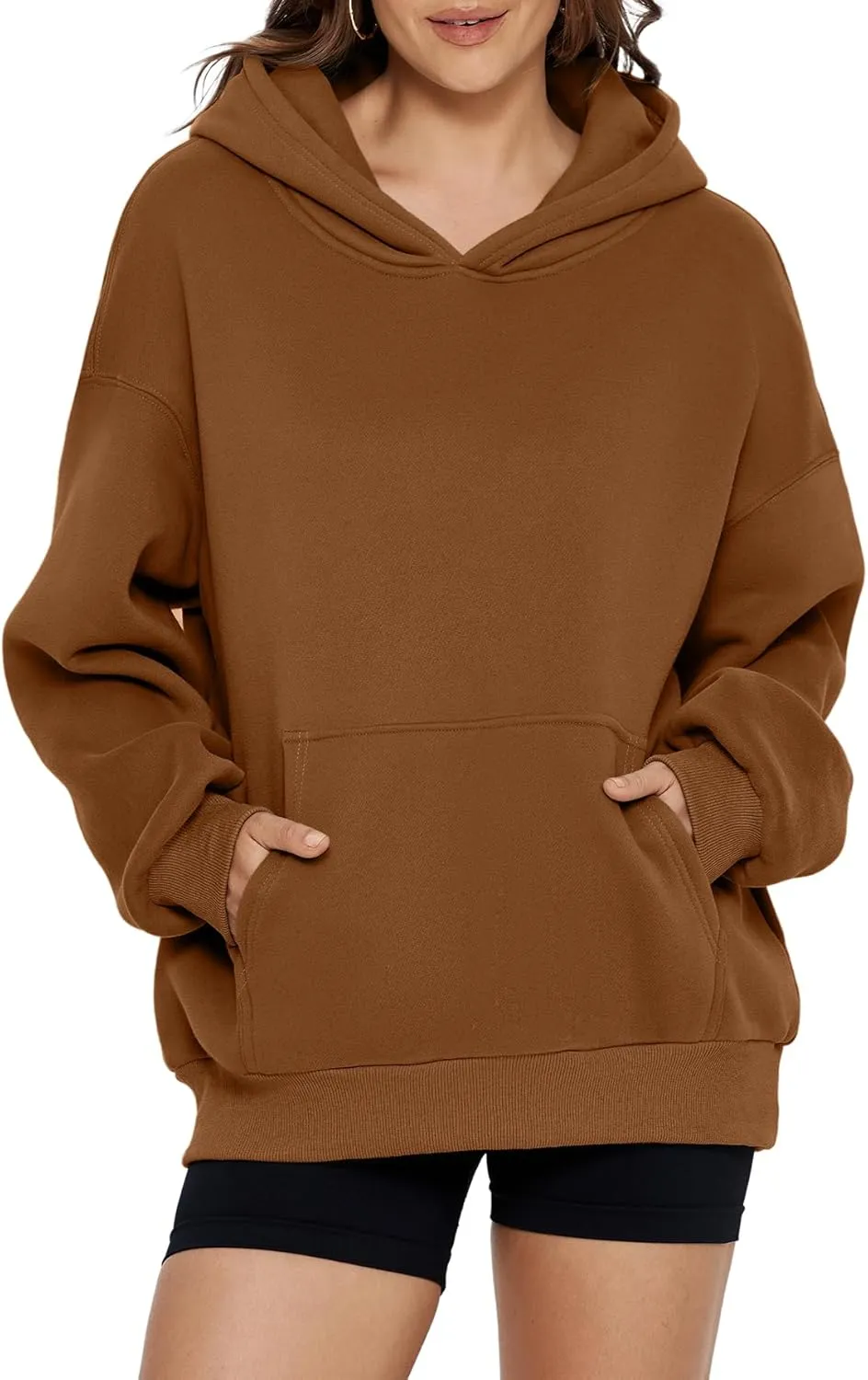 Glamaker Women's Oversized Essentials Hoodies Fleece Sweatshirts Fall Long Sleeve Sweater Pullover Hoodie With Pocket
