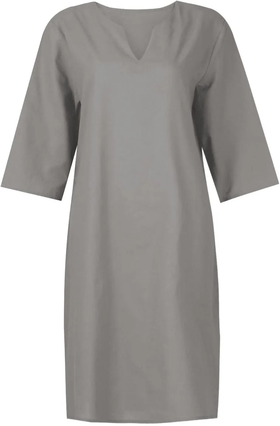 Grandmother of The Bride Dresses Half Sleeve V Neck Cotton Linen Midi Dress Vintage Casual Lightweight T Shirt Dress