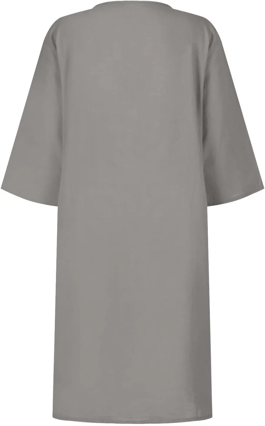 Grandmother of The Bride Dresses Half Sleeve V Neck Cotton Linen Midi Dress Vintage Casual Lightweight T Shirt Dress
