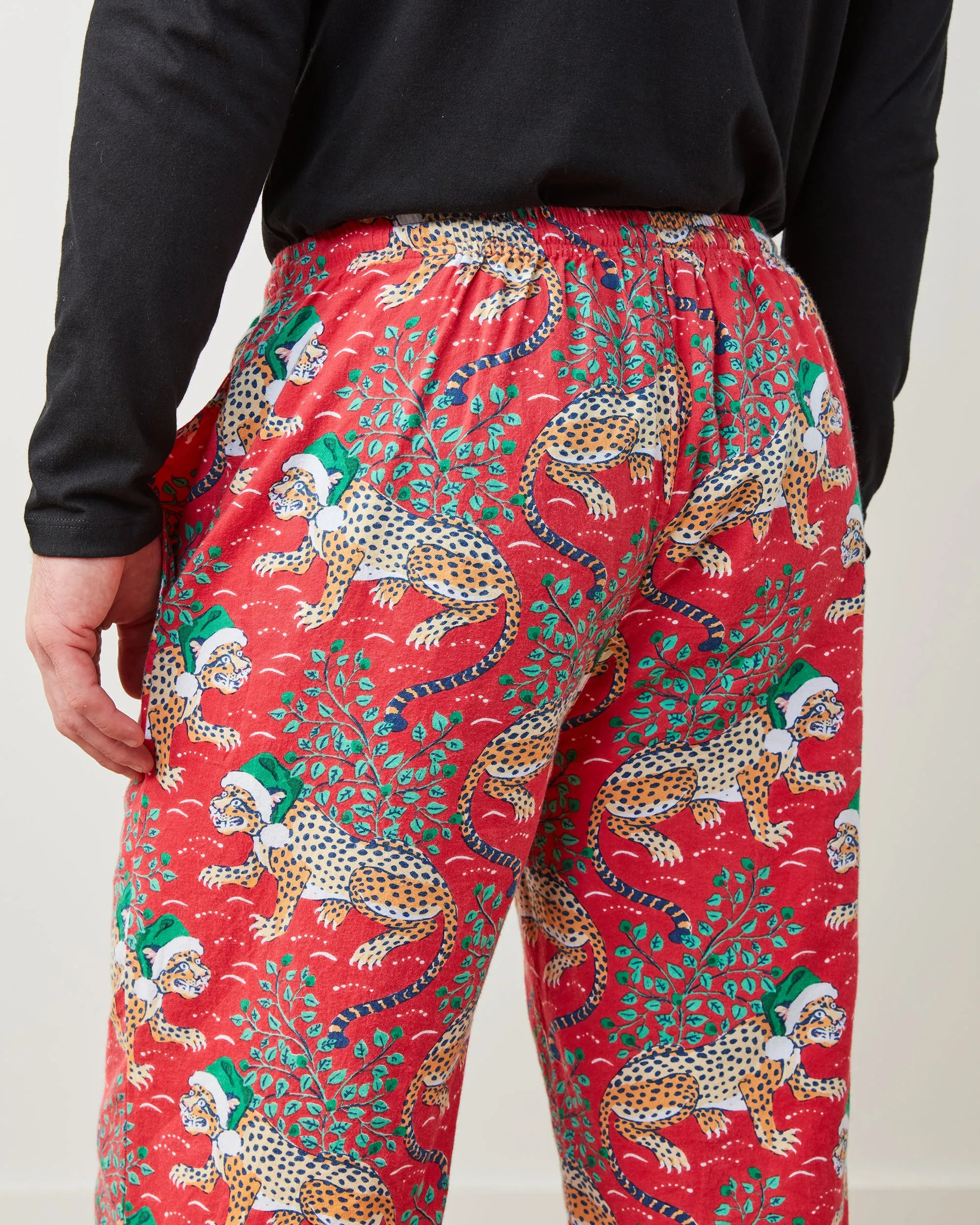Holly Jolly Bagheera - Men's Lightweight Flannel PJ Pants - Ruby