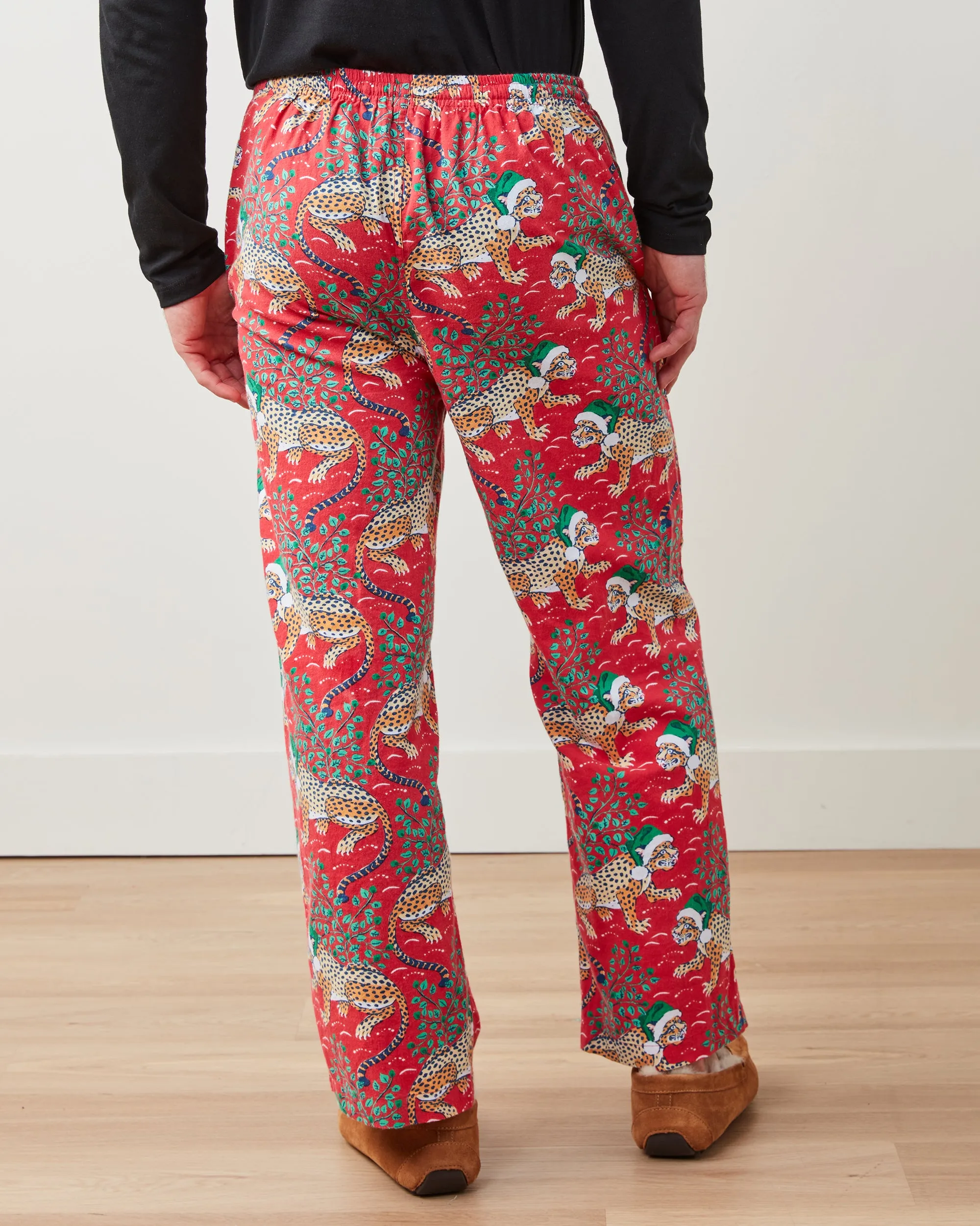 Holly Jolly Bagheera - Men's Lightweight Flannel PJ Pants - Ruby