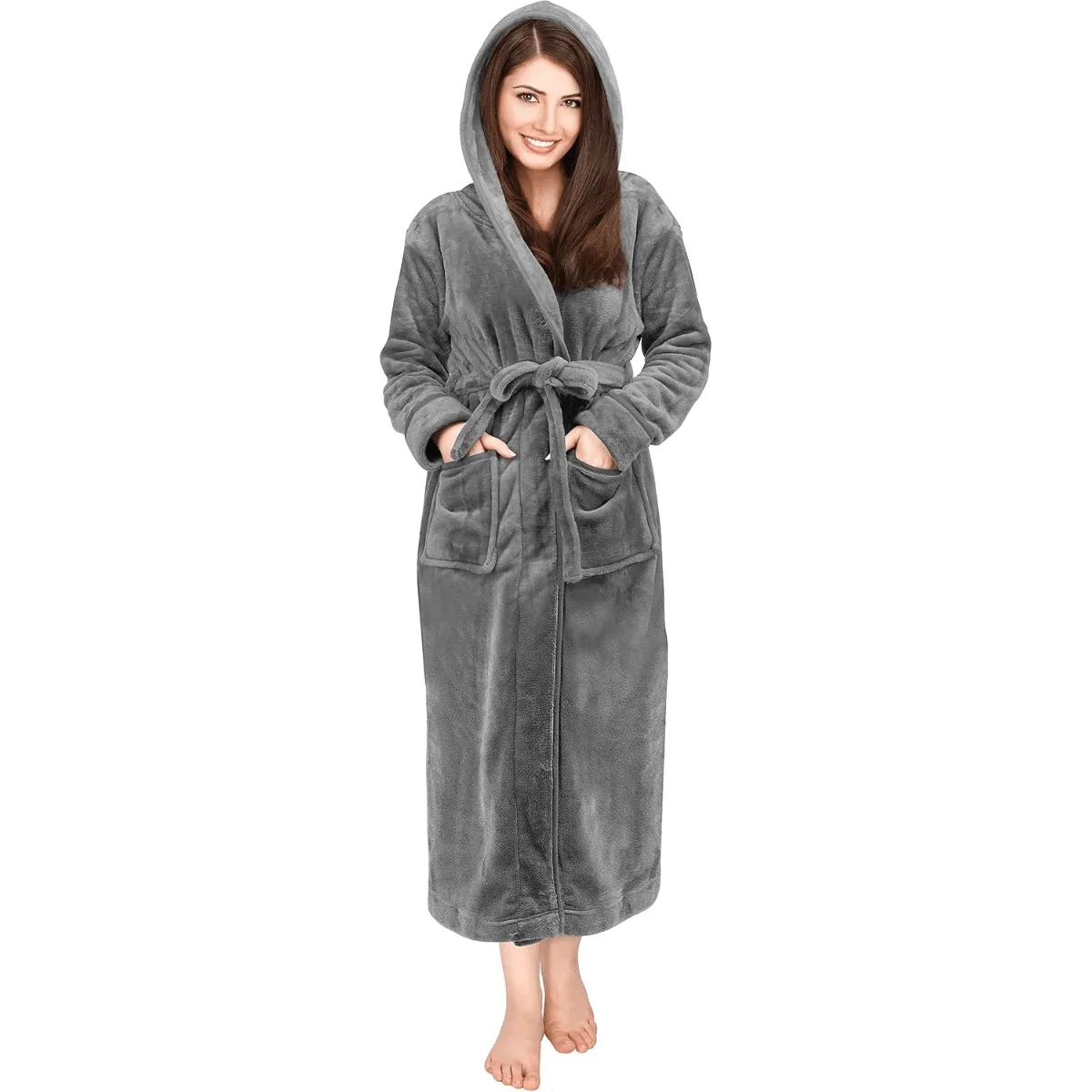 Hooded Flannel Fleece Robe  Comfortable and Cozy Lounge Wear