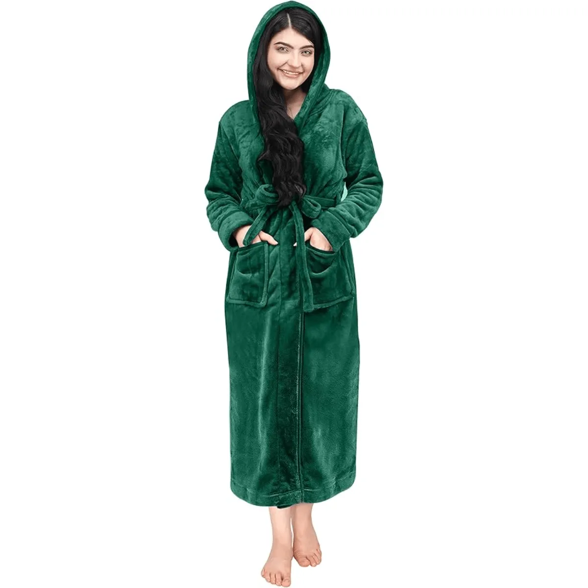 Hooded Flannel Fleece Robe  Comfortable and Cozy Lounge Wear
