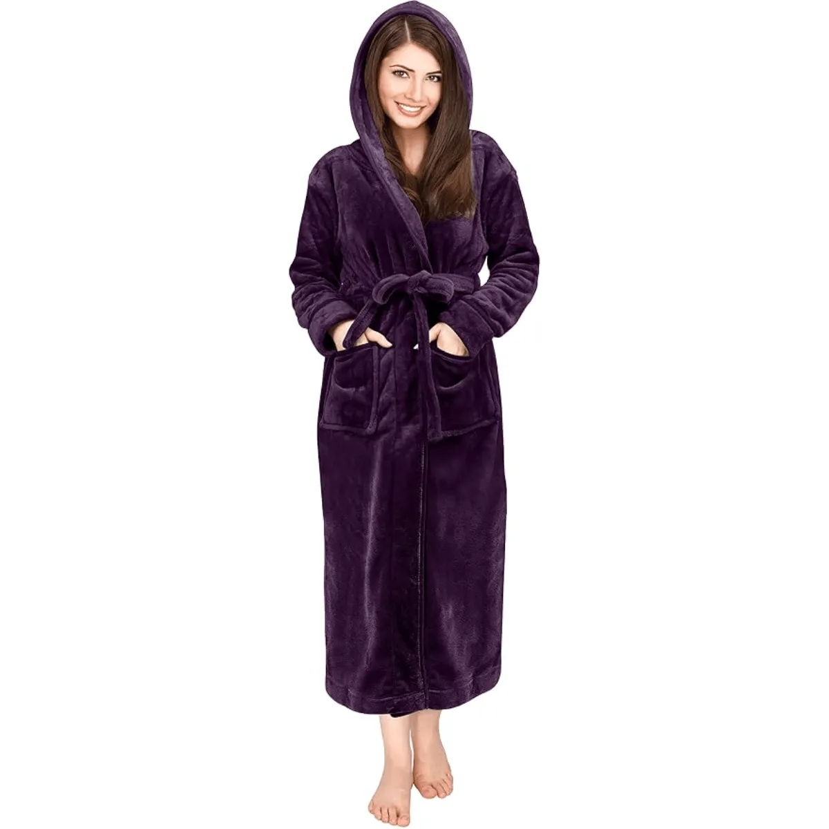 Hooded Flannel Fleece Robe  Comfortable and Cozy Lounge Wear