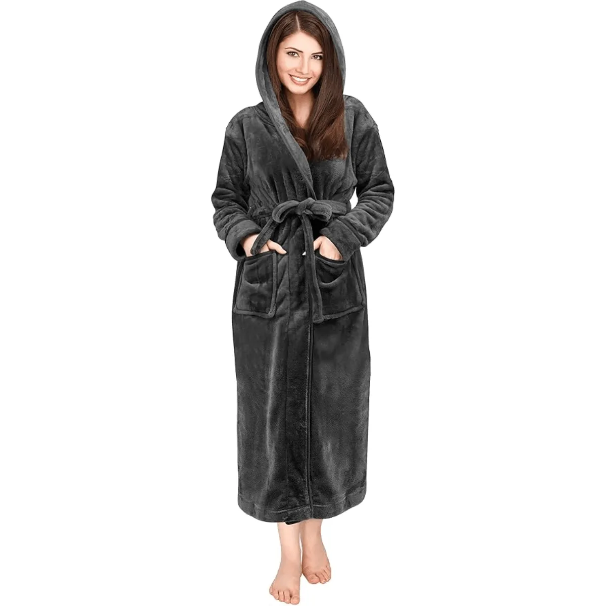 Hooded Flannel Fleece Robe  Comfortable and Cozy Lounge Wear