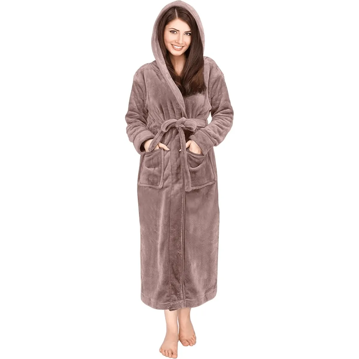 Hooded Flannel Fleece Robe  Comfortable and Cozy Lounge Wear