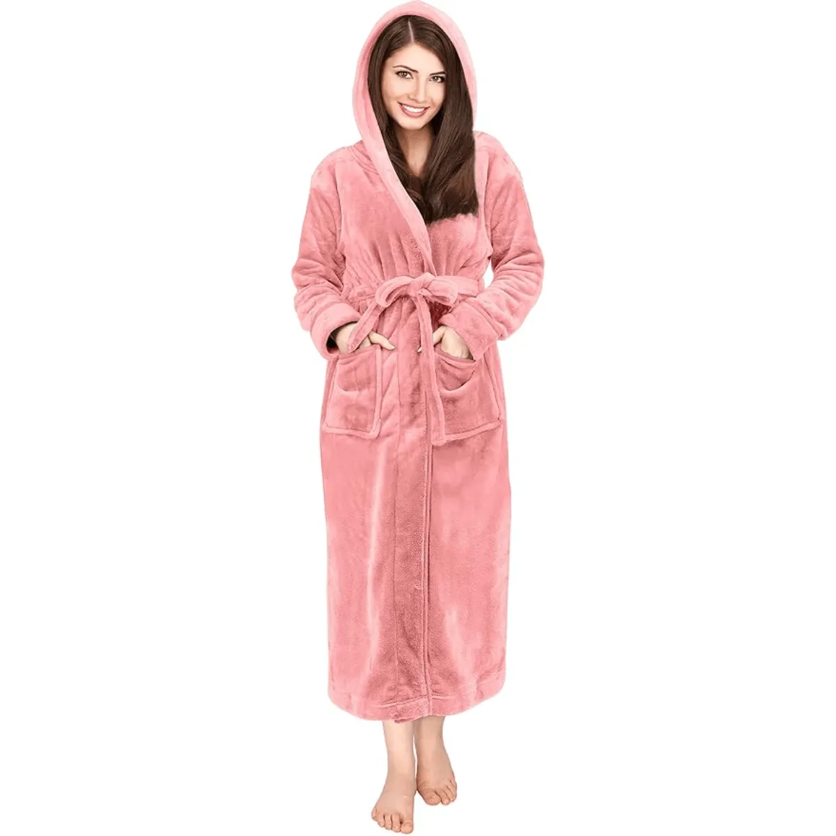 Hooded Flannel Fleece Robe  Comfortable and Cozy Lounge Wear