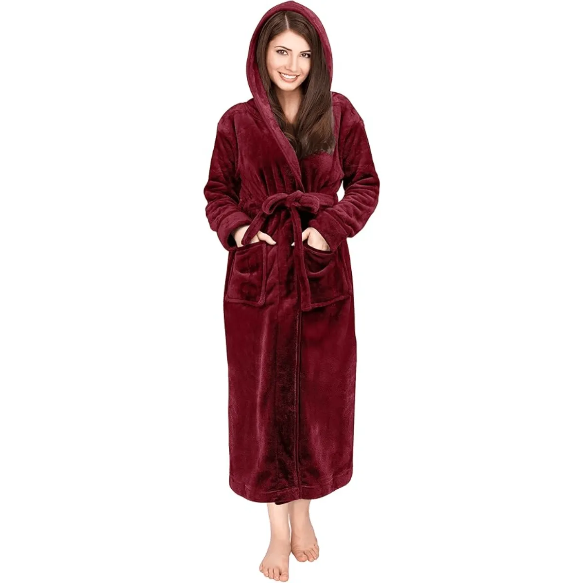 Hooded Flannel Fleece Robe  Comfortable and Cozy Lounge Wear
