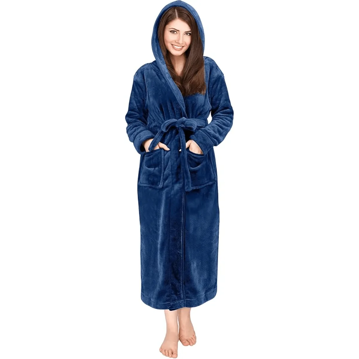 Hooded Flannel Fleece Robe  Comfortable and Cozy Lounge Wear