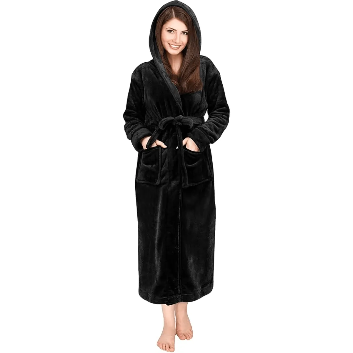 Hooded Flannel Fleece Robe  Comfortable and Cozy Lounge Wear