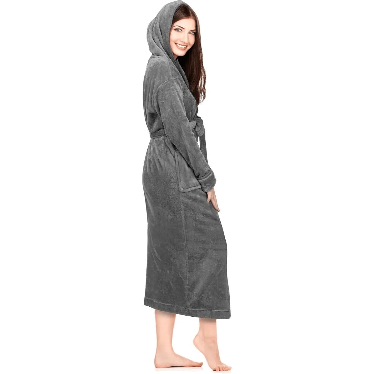 Hooded Flannel Fleece Robe  Comfortable and Cozy Lounge Wear