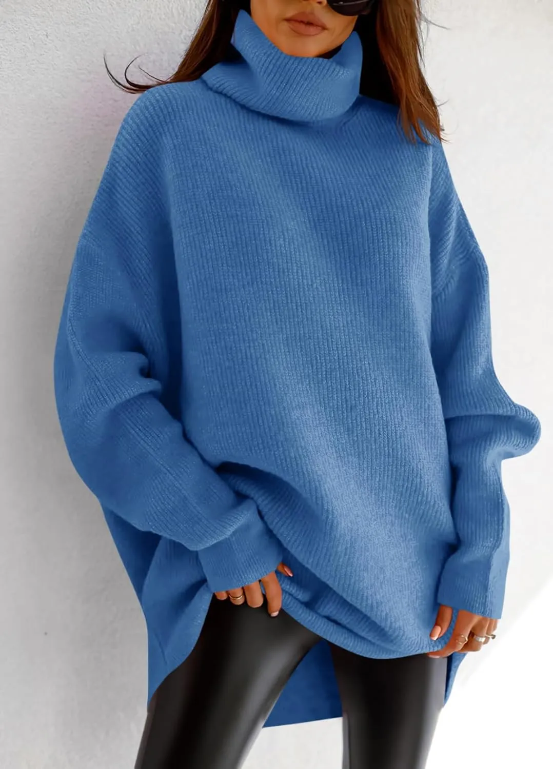 imesrun Womens Turtleneck Oversized Sweater Batwing Chunky Pullover Sweater Casual Fall Loose Knit Jumper Top