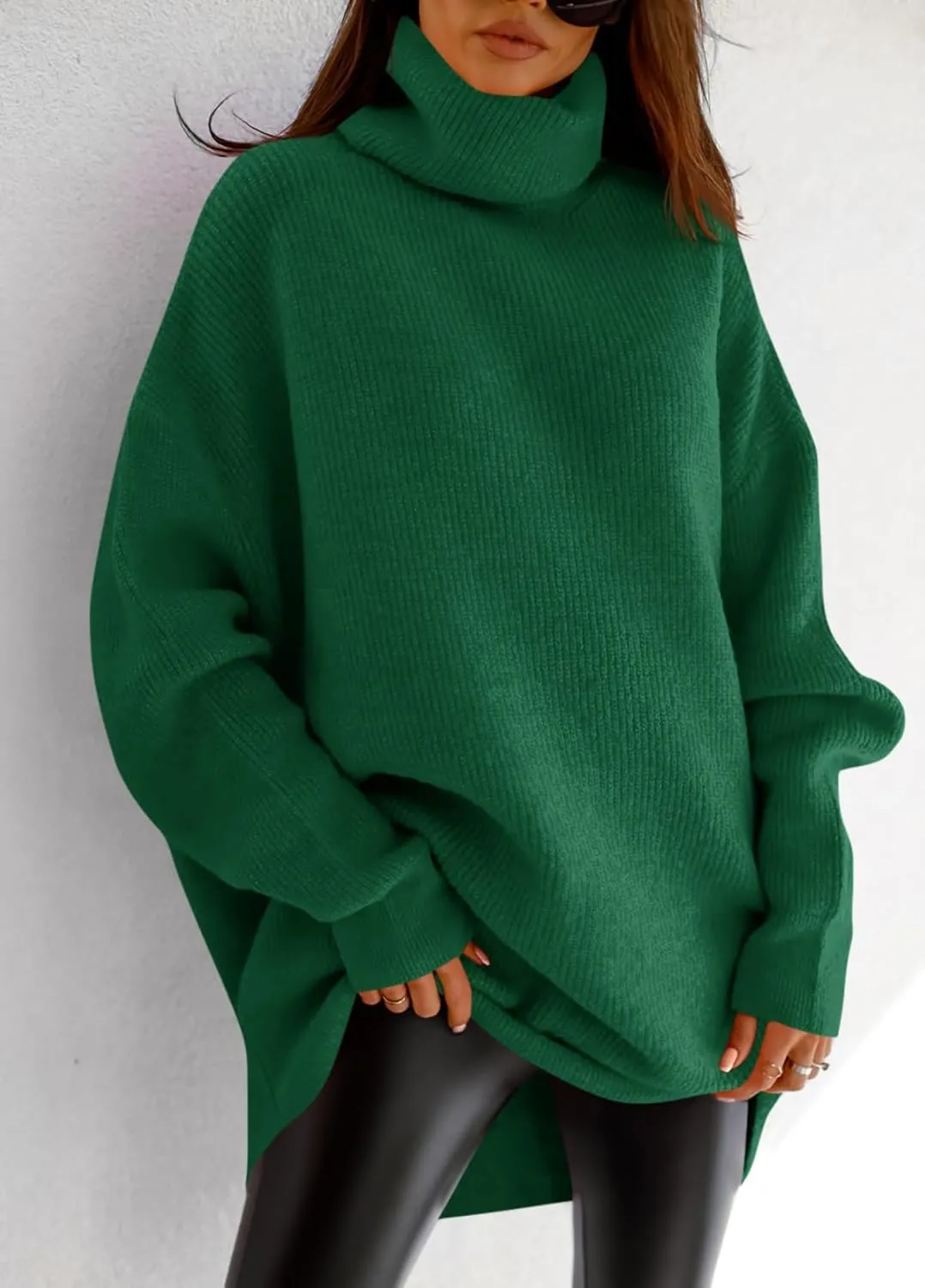 imesrun Womens Turtleneck Oversized Sweater Batwing Chunky Pullover Sweater Casual Fall Loose Knit Jumper Top