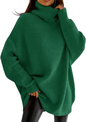 imesrun Womens Turtleneck Oversized Sweater Batwing Chunky Pullover Sweater Casual Fall Loose Knit Jumper Top
