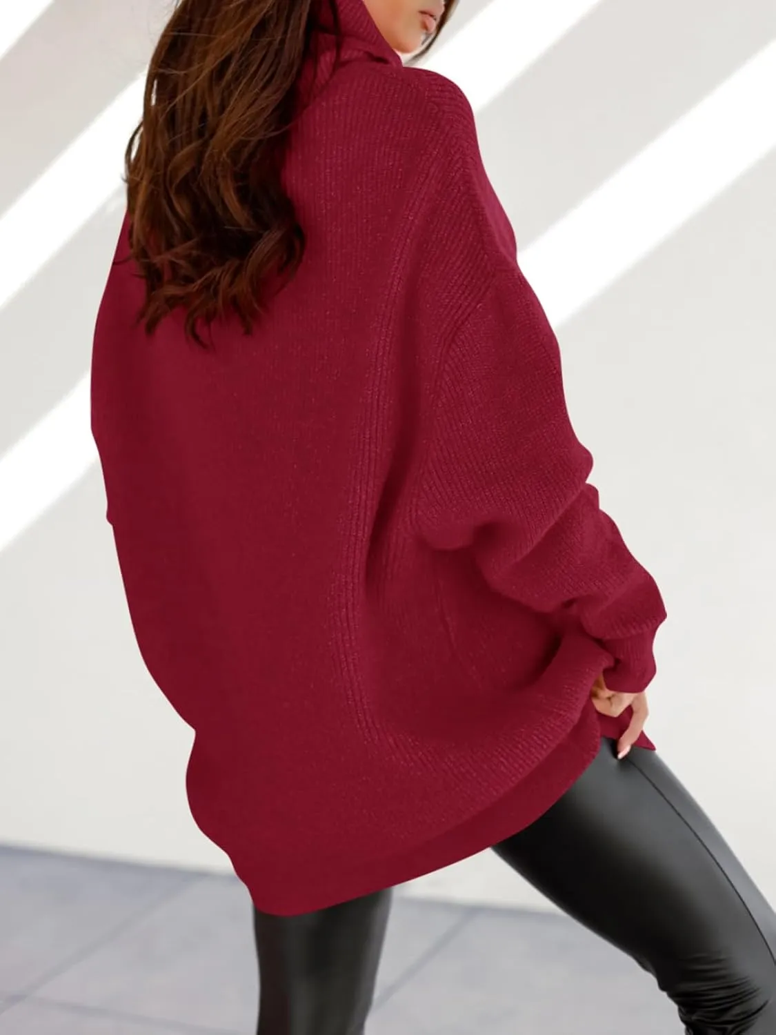imesrun Womens Turtleneck Oversized Sweater Batwing Chunky Pullover Sweater Casual Fall Loose Knit Jumper Top