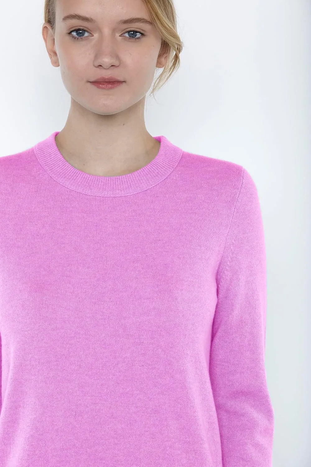 JENNIE LIU Women's 100% Pure Cashmere Long Sleeve Crew Neck Sweater