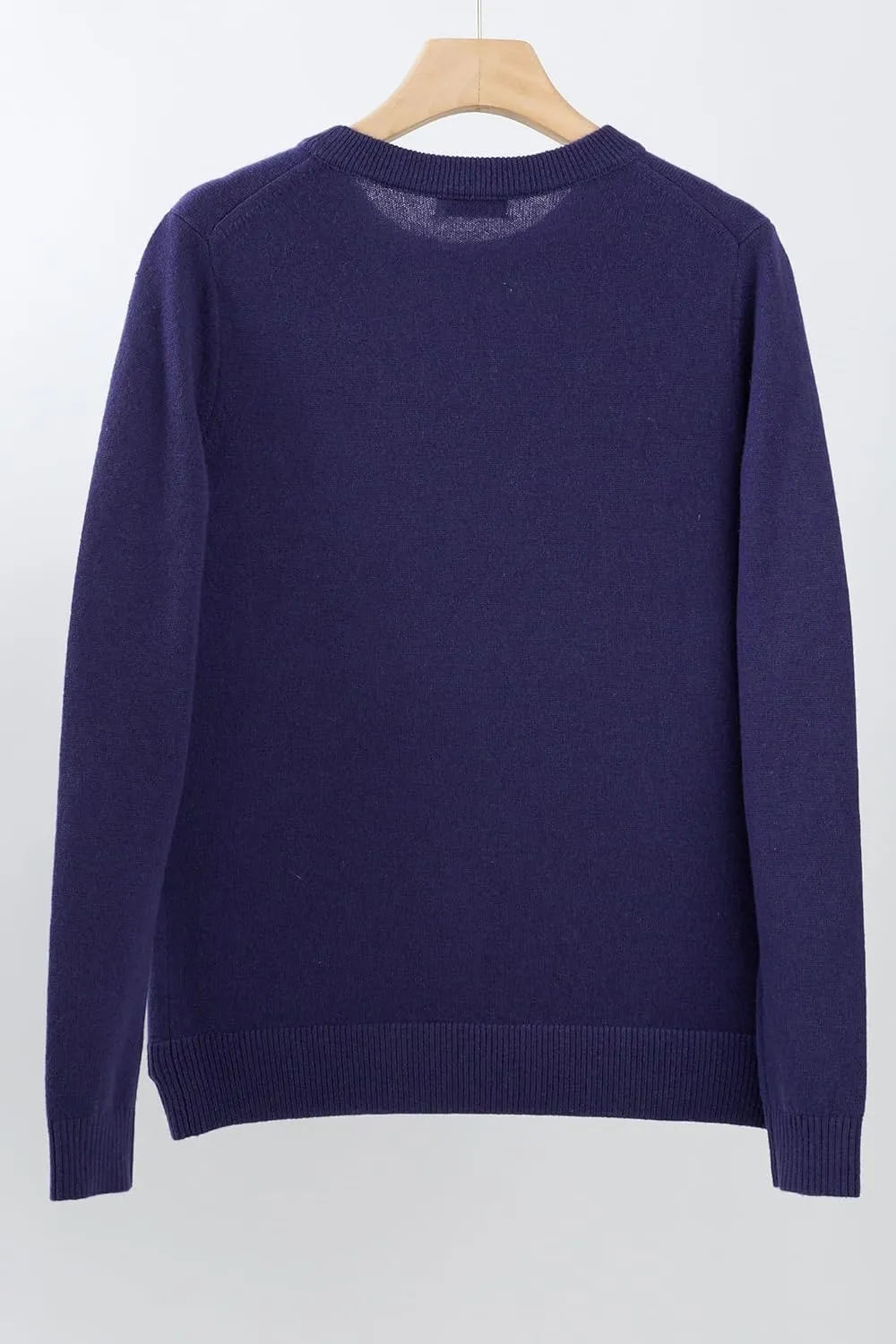 JENNIE LIU Women's 100% Pure Cashmere Long Sleeve Crew Neck Sweater