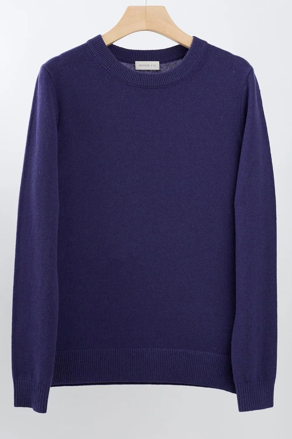 JENNIE LIU Women's 100% Pure Cashmere Long Sleeve Crew Neck Sweater