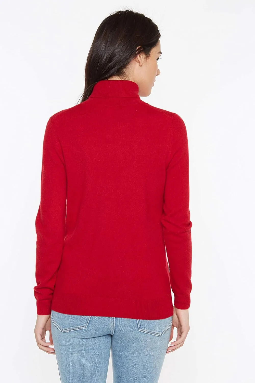 JENNIE LIU Women's 100% Pure Cashmere Long Sleeve Pullover Turtleneck Sweater