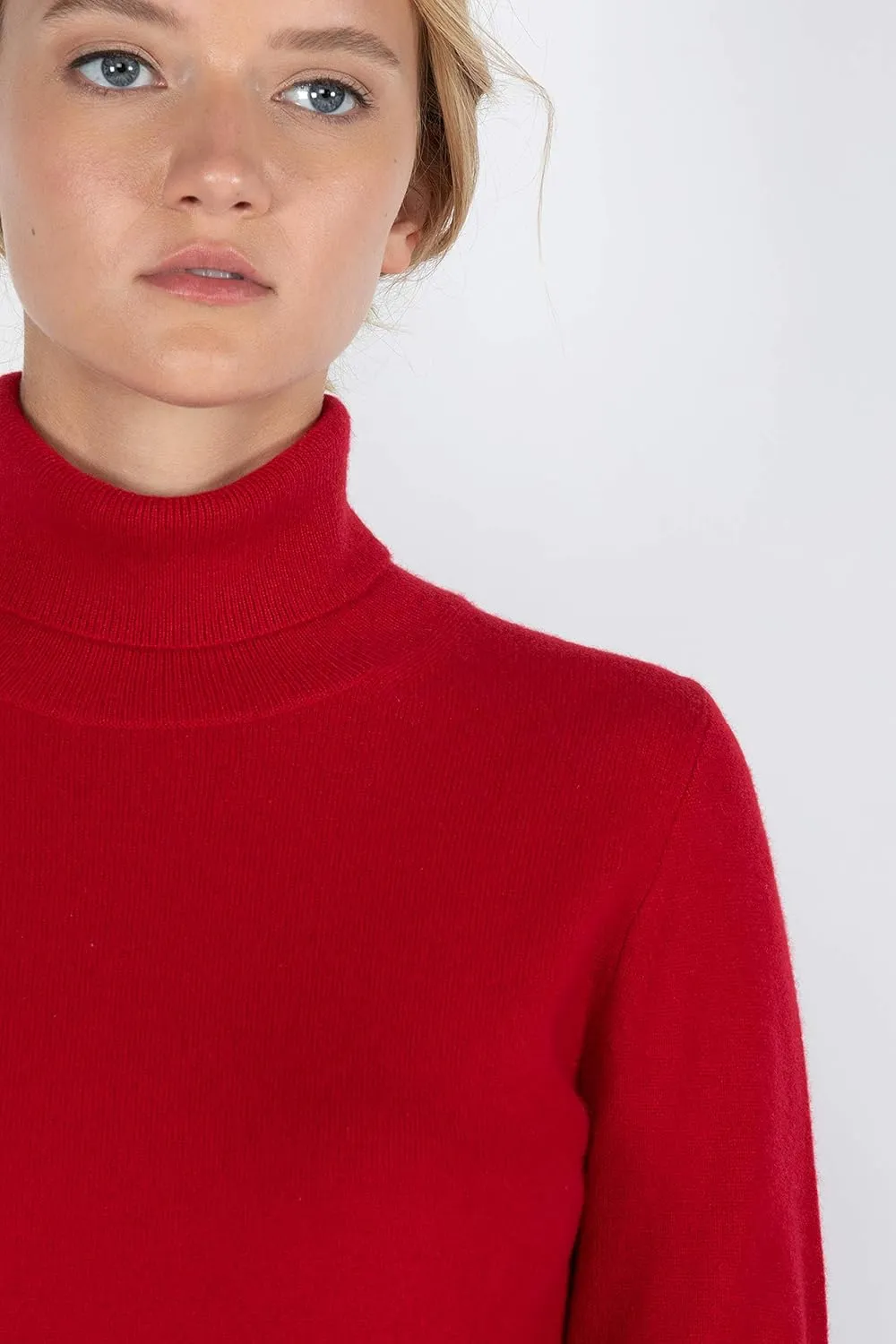 JENNIE LIU Women's 100% Pure Cashmere Long Sleeve Pullover Turtleneck Sweater