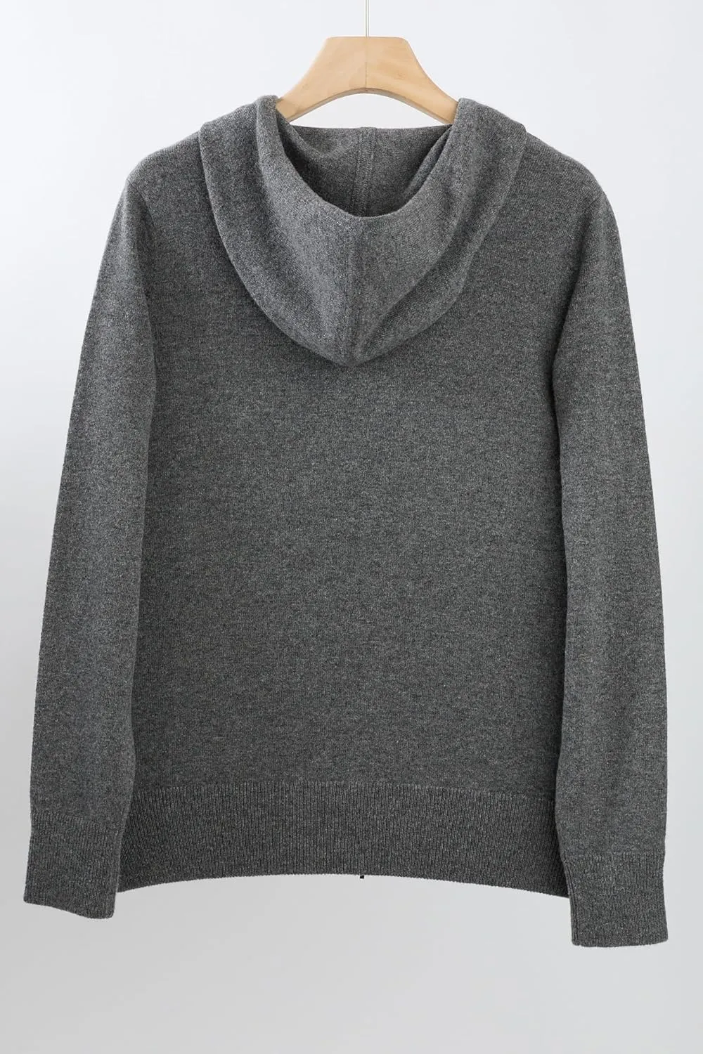 JENNIE LIU Women's 100% Pure Cashmere Long Sleeve Zip Hoodie Cardigan Sweater