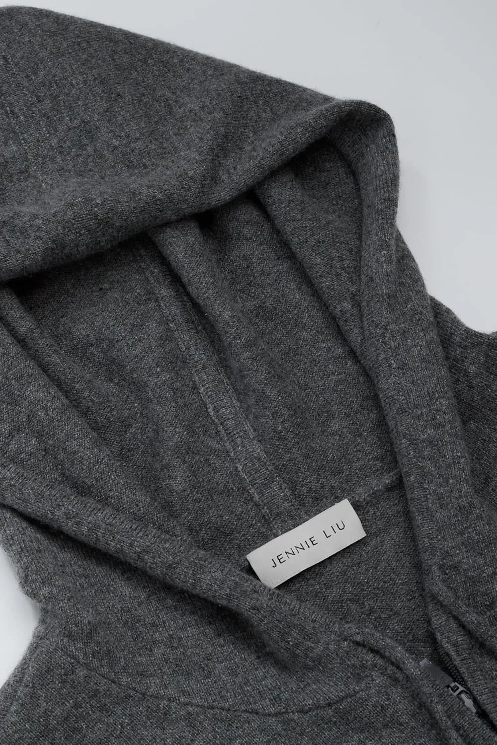 JENNIE LIU Women's 100% Pure Cashmere Long Sleeve Zip Hoodie Cardigan Sweater