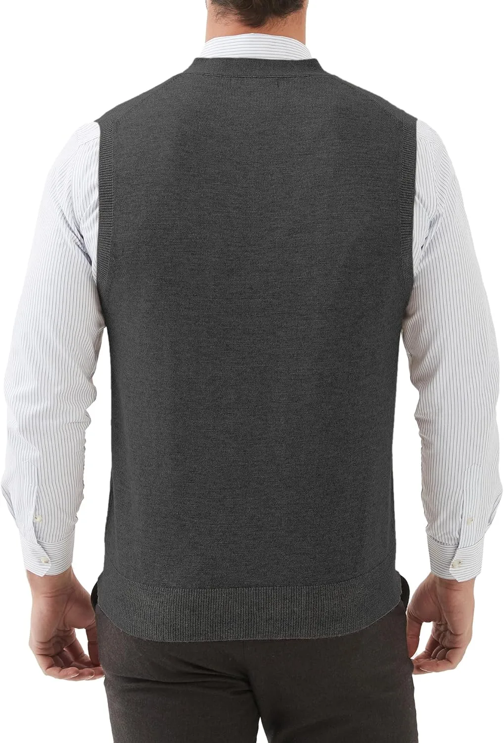 Kallspin Men's Sweater Vest Wool Blend V-Neck Button Sleeveless Cardigan Vest Sweater