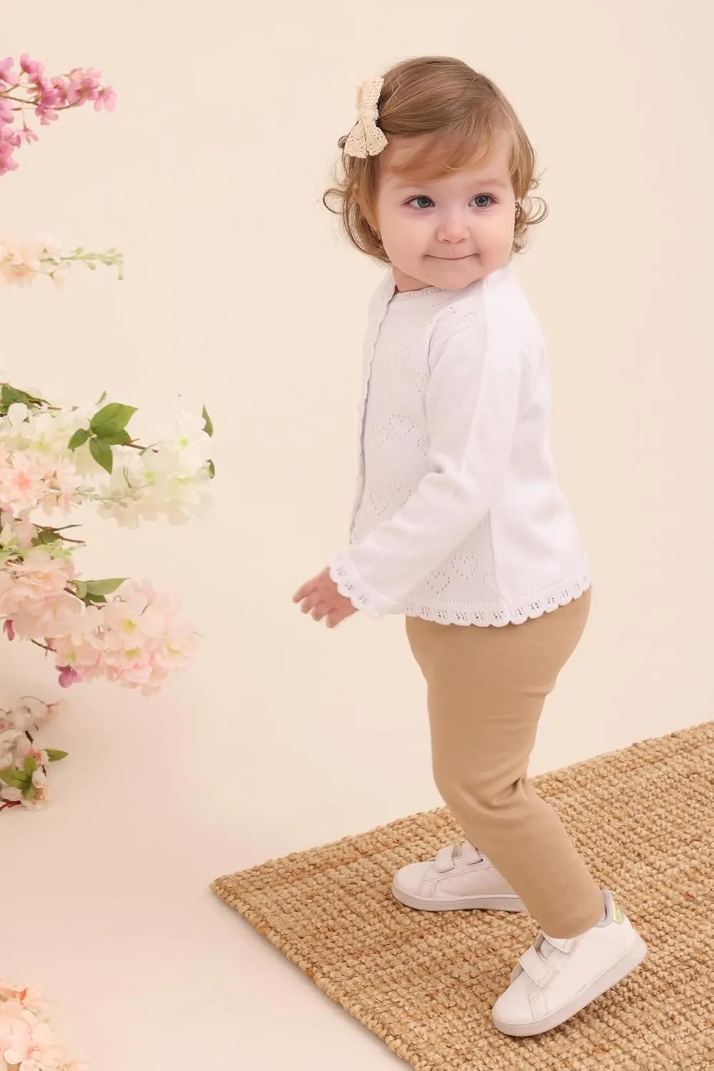 Lilax Baby Girls' Little Hearts Knit Cardigan Sweater