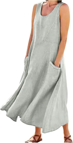 Maxi Sundresses for Women 2025 Plus Size Summer Casual Sleeveless Sundress Loose Fit Lightweight Maxi Dress