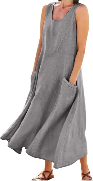 Maxi Sundresses for Women 2025 Plus Size Summer Casual Sleeveless Sundress Loose Fit Lightweight Maxi Dress