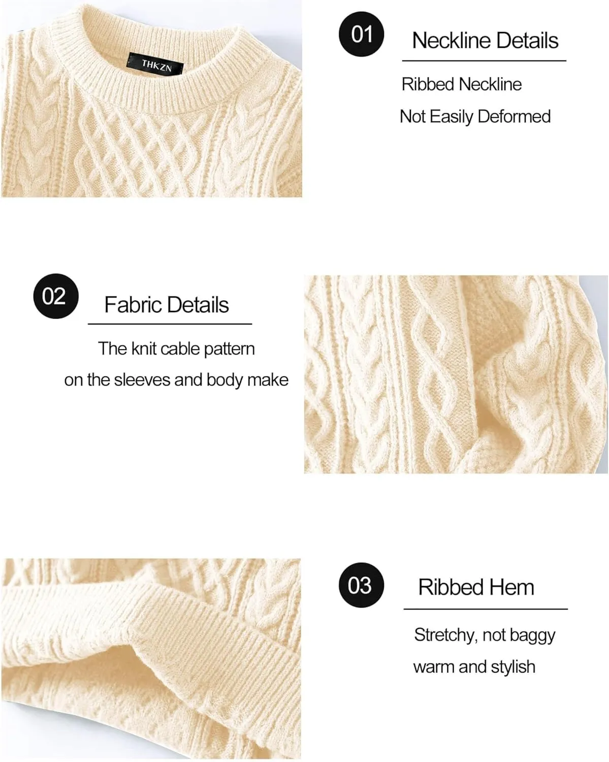 Men's Knit Sweater Crewneck Loose Fit Casual Twist Patterned Textured Long Sleeve Cable Knitted Pullover