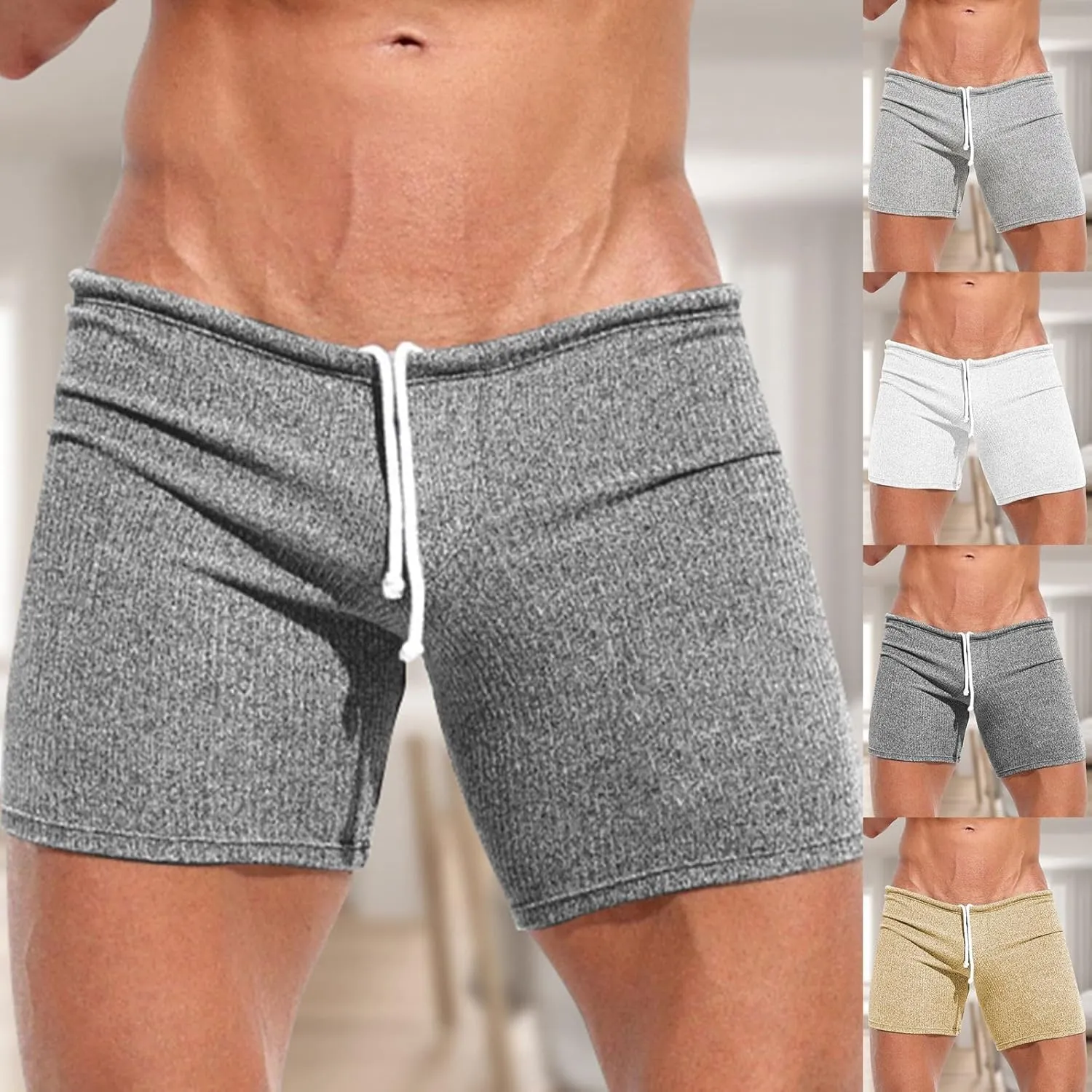 Mens Sexy Shorts Lightweight Muscle Tight Casual Lightweight Stretch Athletic Trunks Combat Track Workout Fitness Pant