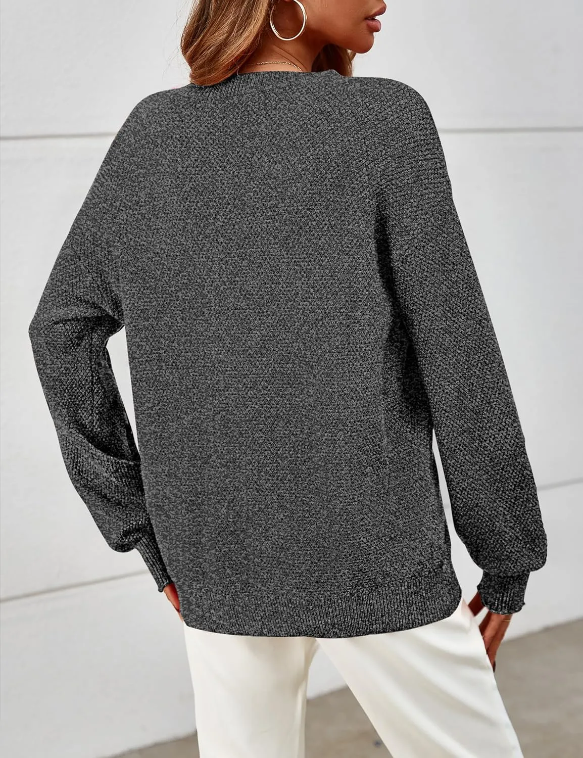 MEROKEETY Women's 2025 Fall Winter Oversized Pullover Sweater Trendy Crew Neck Long Sleeve Heathered Knit Jumper Tops