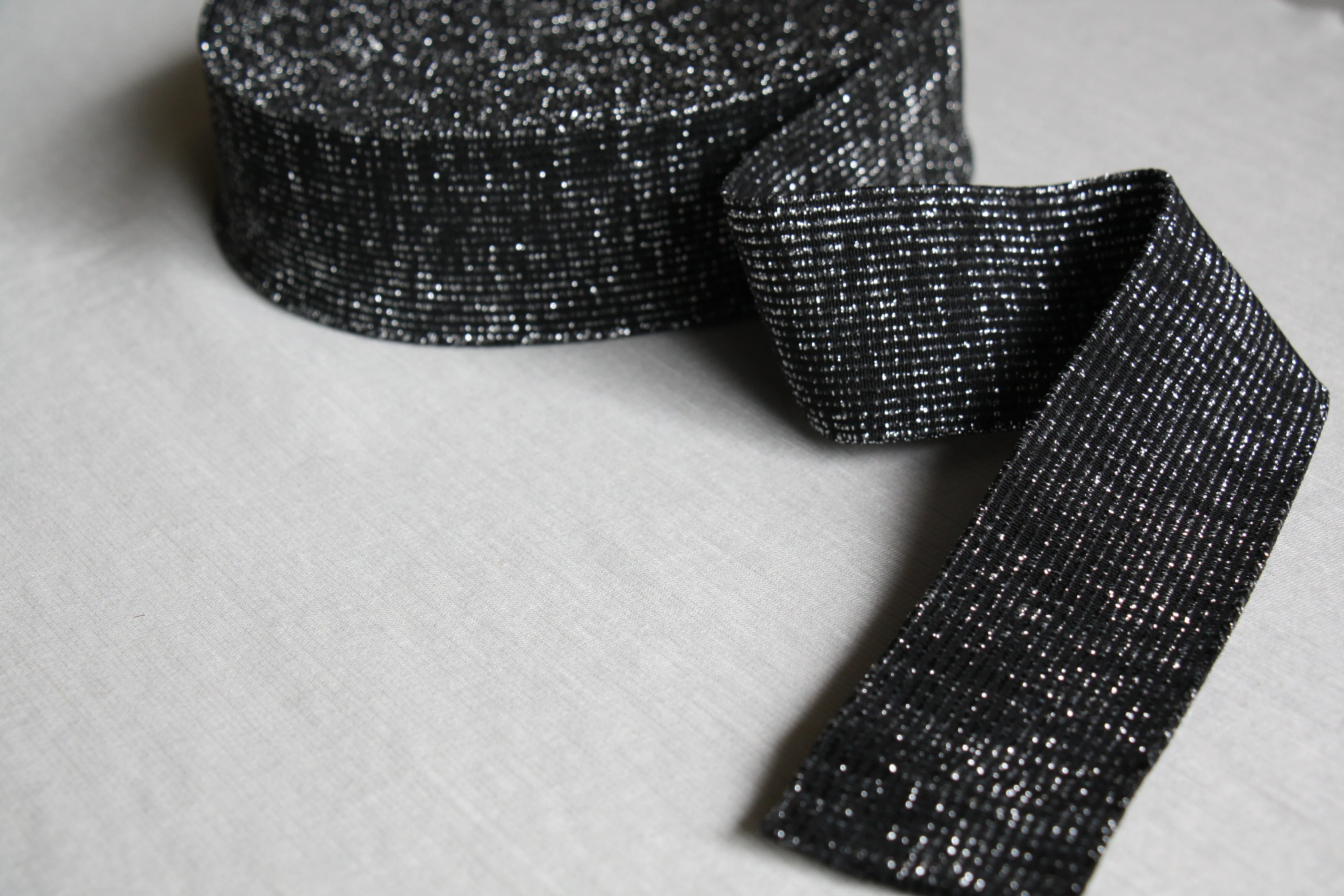 Metallic Fancy Elastic (50mm/ 2") - Black/Silver